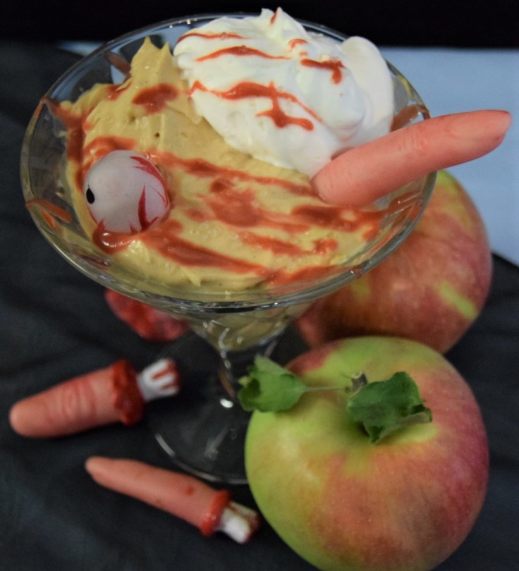 Far shot of cook's interpretation of Survivor Pudding from Dead by Daylight surrounded by props